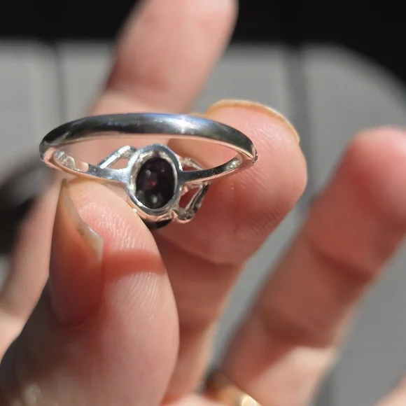 Black Opal.4k sterling & white gold solitaire ring sz6 - Picture 7 of 8